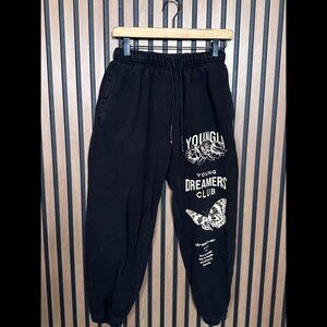 YoungLA Sweatpants Small Womens Black Fleece Dreamers Joggers Pull On